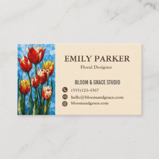 Cartão De Visita Elegant Red Tulip Floral Business Card