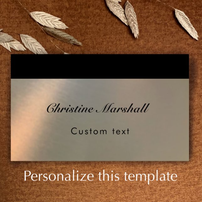 Cartão De Visita Elegant Simple Modern Faux Brushed Metal QR Code (Personalize this elegant faux brushed metal professional business card. Modern stylish custom text.
)