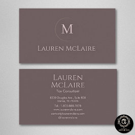 Cartão De Visita Elegant Taupe Circle Monogram