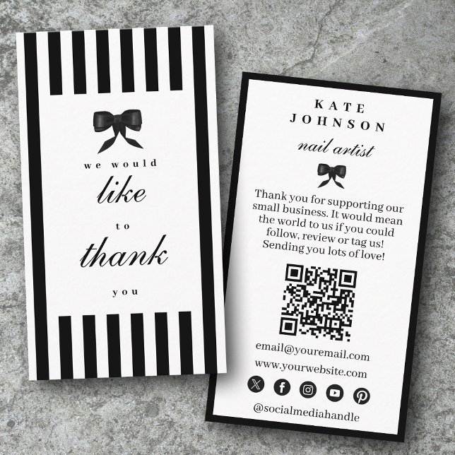 Cartão De Visita Elegant Thank You Support Small Business  (Elegant Thank You Support Small Business Business Card)
