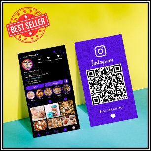 Cartão De Visita Elegant Violet Chef & Bakery Instagram QR