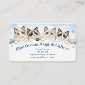 Cartão De Visita Elegant Watercolor Blue Dream Ragdoll Cattery 