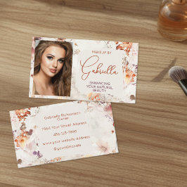Cartão De Visita Elegant Watercolor Photo Makeup Business Card