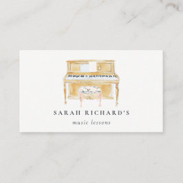 Cartão De Visita Elegant Watercolor Piano Musician Music Teacher