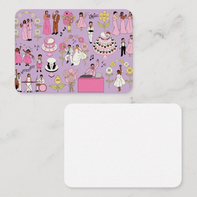 Cartão De Visita Elegant Wedding Illustration Business Card – Pink  (Frente/Verso)