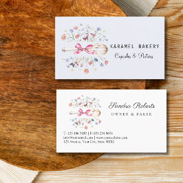 Cartão De Visita Elegant Wildflowers Whisk Bakery