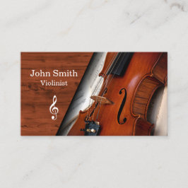 Cartão De Visita Elegant Wood Grain Violin Violinist