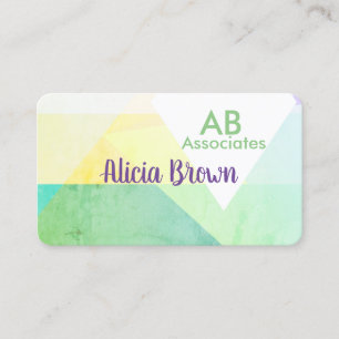 Cartão De Visita elegante abstrato geométrico verde amarelo