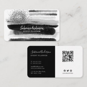 Cartão De Visita Elegante Abstrato preto e branco moderno