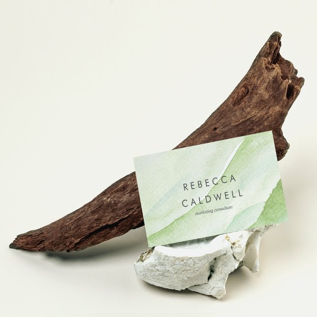 Cartão De Visita Elegante Abstrato Verde Wave Watercolor (Elegant Abstract Green Wave Watercolor Business Card)