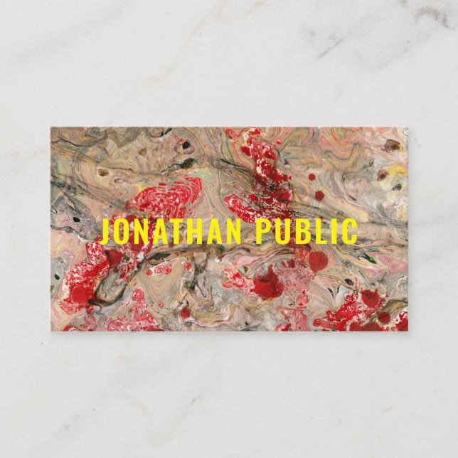 Cartão De Visita Elegante Abstrato Vermelho Vermelho Moderno (Frente)