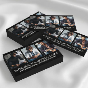 Cartão De Visita Elegante Agência de Modelos com 3 Imagens Fotos Tr