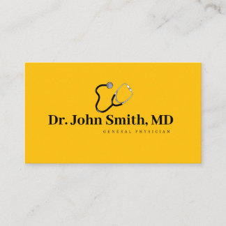 Cartão De Visita Elegante Amber Black Texto Geral Médico Médico