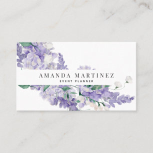 Cartão De Visita Elegante Aquarela de Wisteria para Mídia Social