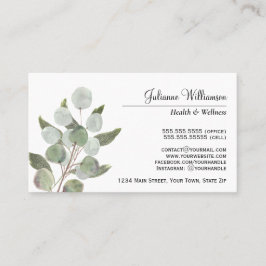 Cartão De Visita Elegante Aquarela Eucalyptus Deixa Feminina