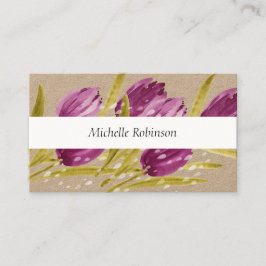 Cartão De Visita Elegante Aquarela Flores de Tulipas Profissionais