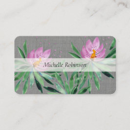 Cartão De Visita Elegante Aquarela Lotus Flower Professional