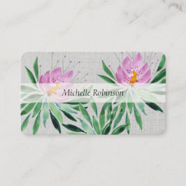 Cartão De Visita Elegante Aquarela Lotus Flower Professional