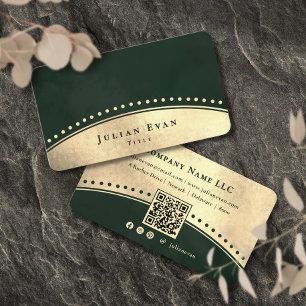 Cartão De Visita Elegante Arco Antigo Brilho Dourado Esmeralda Verd