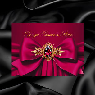 Cartão De Visita Elegante Arco de Jóias Drapê Rosa Dourado Vermelho