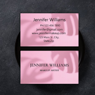 Cartão De Visita elegante artista moderno maquiador folhas rosa