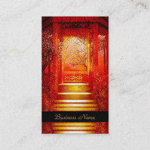 Cartão de visita Elegante asiático Cena Dourada Ve