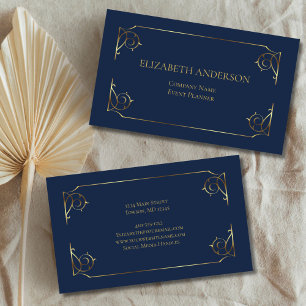 Cartão De Visita Elegante Azul Dourado Rolo Minimal