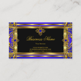 Cartão De Visita Elegante Azul Real Dourado