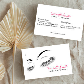 Cartão De Visita Elegante Bar Lash de Desenho Elegante, preto e bra