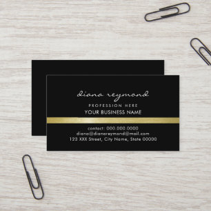 Cartão De Visita Elegante Básico Negro