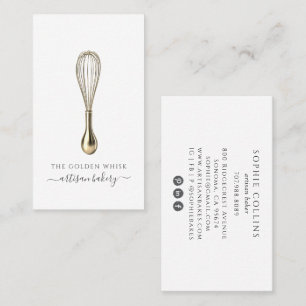 Cartão De Visita Elegante Batedeira de Ouro Padeiro Padaria Chef Ca