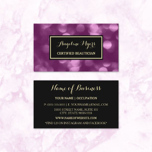 Cartão De Visita Elegante Beauticista Glamorous Purple Bokeh