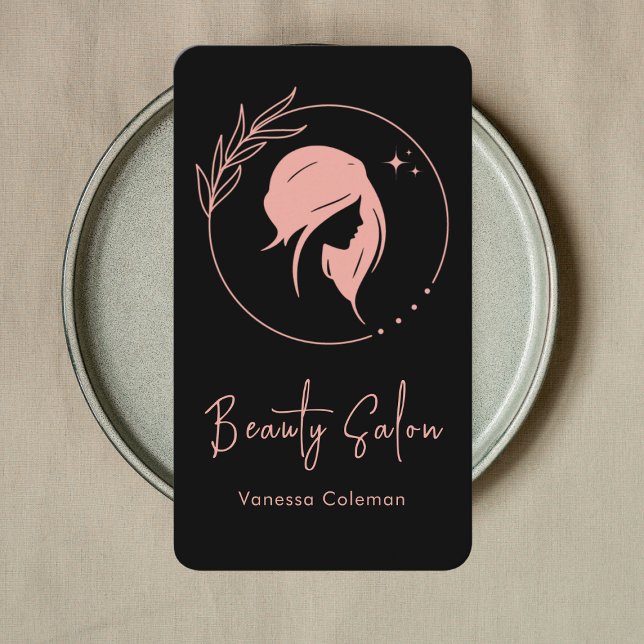 Cartão De Visita Elegante Beauty Salon Modern Na moda (Criador carregado)