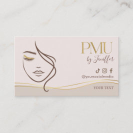 Cartão de visita elegante Bege & Dourado PMU
