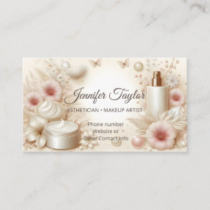 Cartão De Visita Elegante Beleza Floral Cosmético Profissional