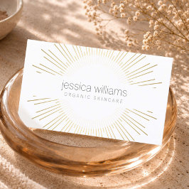Cartão De Visita Elegante Beleza Gold Sol Explosão Cosmetologista, 