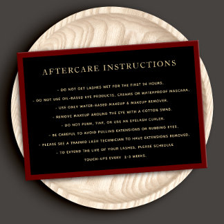 Cartão De Visita Elegante Black AfterCare for Lash Extensions Salon