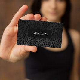 Cartão De Visita Elegante Black Animal Print Professional