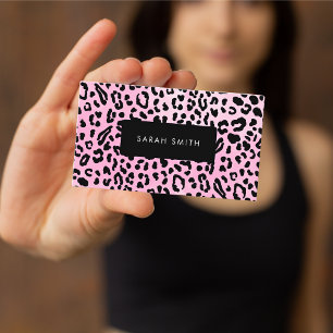 Cartão De Visita Elegante Black Animal Print Professional