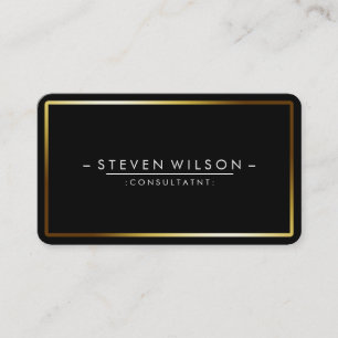 Cartão De Visita Elegante Black Professional Modern Plain Dourado