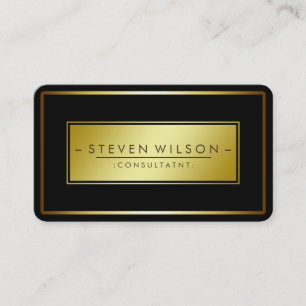 Cartão De Visita Elegante Black Professional Modern Plain Dourado