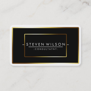 Cartão De Visita Elegante Black Professional Modern Plain Dourado