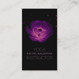 Cartão De Visita Elegante Black Purple Glosing Lotus Yoga Instrutor