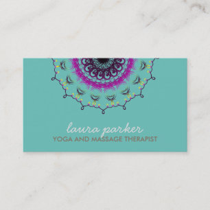 Cartão De Visita Elegante Blue Damask Swirl Yoga Healing Health