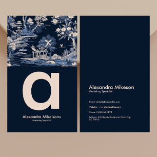 Cartão De Visita Elegante Blue Toile De Jouy