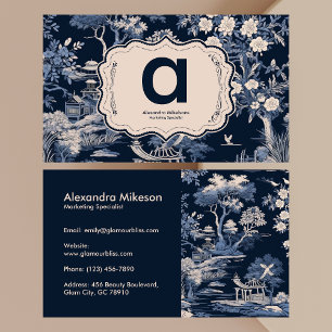 Cartão De Visita Elegante Blue Toile De Jouy