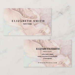 Cartão De Visita Elegante Blush Ink Rosa Mouro Textura de Mármore