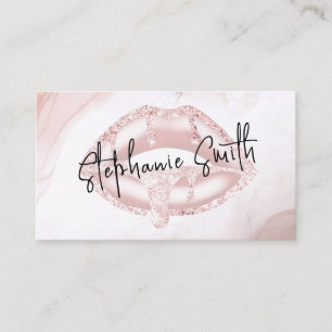 Cartão De Visita Elegante Blush Pink Lábios Luxe Modern Makeup Arti