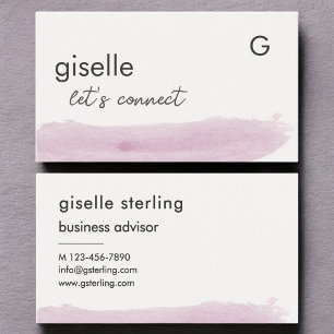 Cartão De Visita Elegante Blush Pink Watercolor Professional Modern