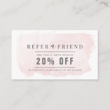 Elegante Blush Pink Watercolor Salon Referral
